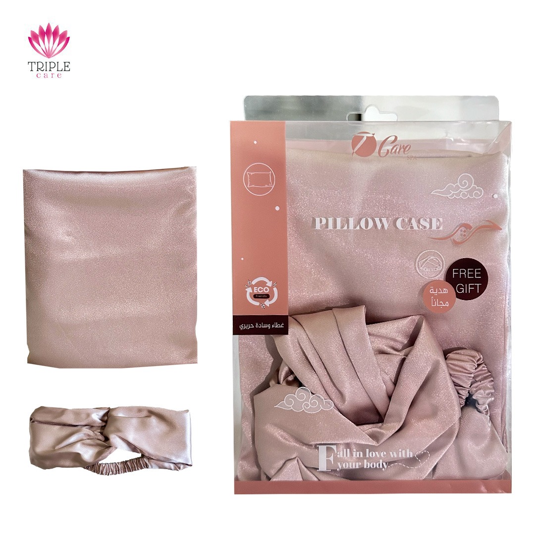 طقم غطاء وسادة حريري مع بندانة pillow caseT4062