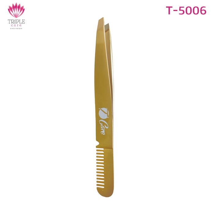 ملقط حواجب مفرد مائل مع مشط " تي كير T5006-T-CARE